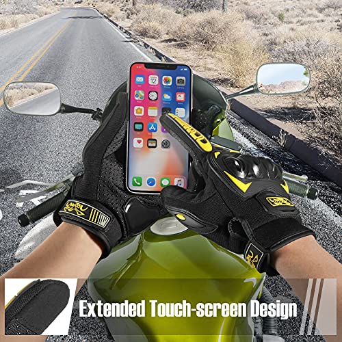 COFIT Motorcycle Gloves Breathable, Touchscreen Motorbike Gloves Anti-slip with Good Grip Hard Knuckles Protection for Men Women Motocross, BMX ATV MTB Cycling, Road Racing - Yellow XL - Image 3