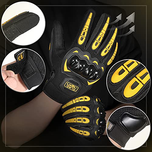 COFIT Motorcycle Gloves Breathable, Touchscreen Motorbike Gloves Anti-slip with Good Grip Hard Knuckles Protection for Men Women Motocross, BMX ATV MTB Cycling, Road Racing - Yellow XL - Image 2