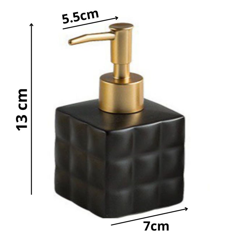 FabSeasons Ceramic Soap Dispenser with Gold top for Kitchen/Bathroom, Ideal Bathroom Accessory, Practical & Decorative Tabletop Soap Dispenser, 220ML (White,Black,Grey) - Image 3