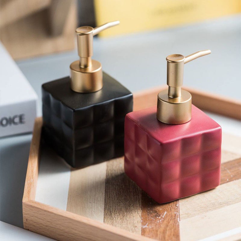 FabSeasons Ceramic Soap Dispenser with Gold top for Kitchen/Bathroom, Ideal Bathroom Accessory, Practical & Decorative Tabletop Soap Dispenser, 220ML (White,Black,Grey) - Image 4