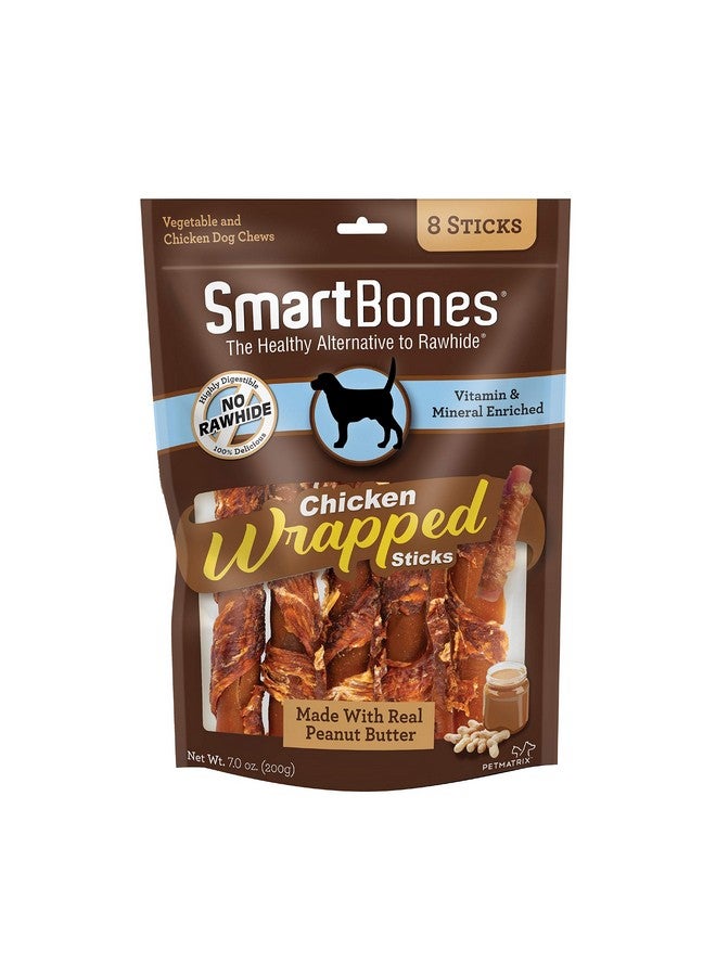 SmartBones Chicken-Wrapped Sticks, Treat Your Dog to a Rawhide-Free Chew Made With Real Chicken and Peanut Butter 8 Count (Pack of 1) - Image 1