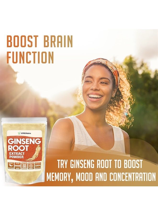 XPRS Nutra مسحوق مستخلص جذر الجنسنغ - مسحوق الجنسنغ يدعم الوظيفة الإدراكية والأداء البدني والجهاز المناعي - مسحوق الجنسنغ باناكس الصديق للنباتيين (16 أونصة) - Image 2