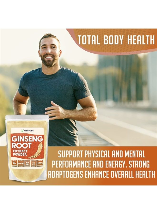 XPRS Nutra مسحوق مستخلص جذر الجنسنغ - مسحوق الجنسنغ يدعم الوظيفة الإدراكية والأداء البدني والجهاز المناعي - مسحوق الجنسنغ باناكس الصديق للنباتيين (16 أونصة) - Image 4