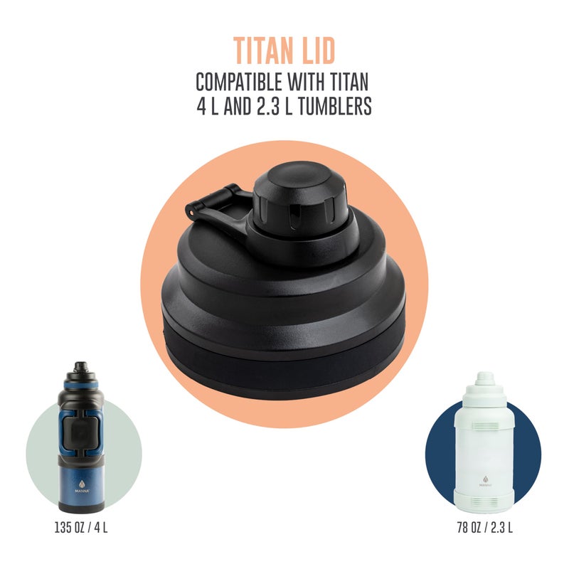 Manna Locking Pour Spout Lid for Titan Sports Bottle - Black - 1 Lid - Image 3