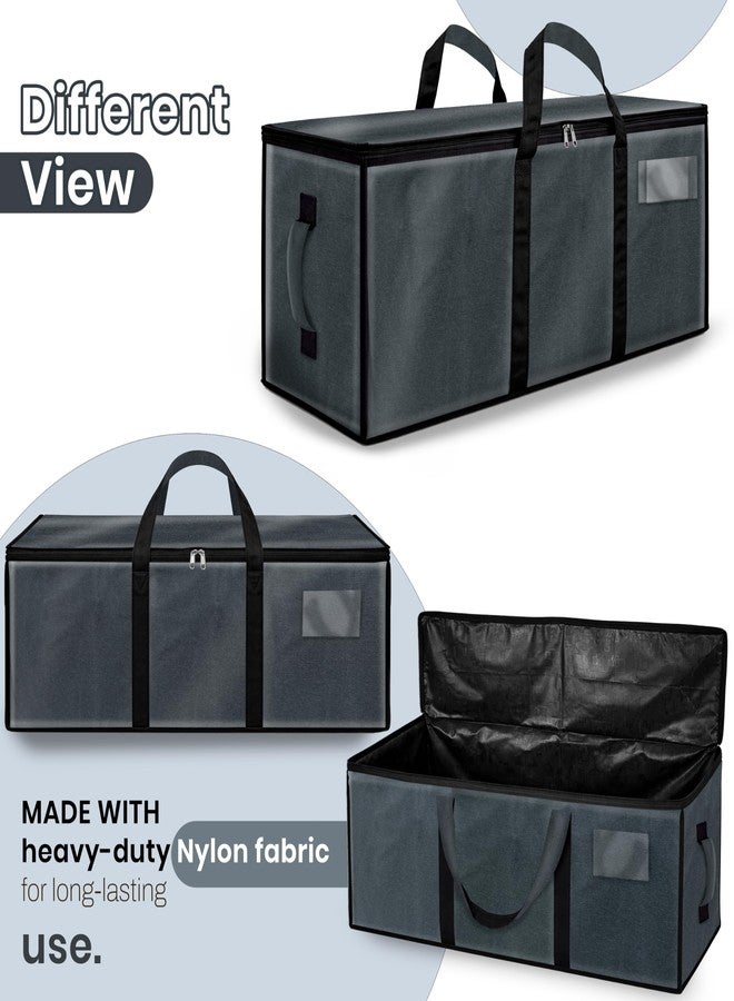 Storite Jumbo Super-Size 81L Nylon Moisture Proof MultiPurpose Heavy Duty Underbed Storage Bag for Toys/Blankets/Clothes/Moving Bags With Strong Reinforced Handles Rectangular (87x26x36 cm) - Grey - Image 4