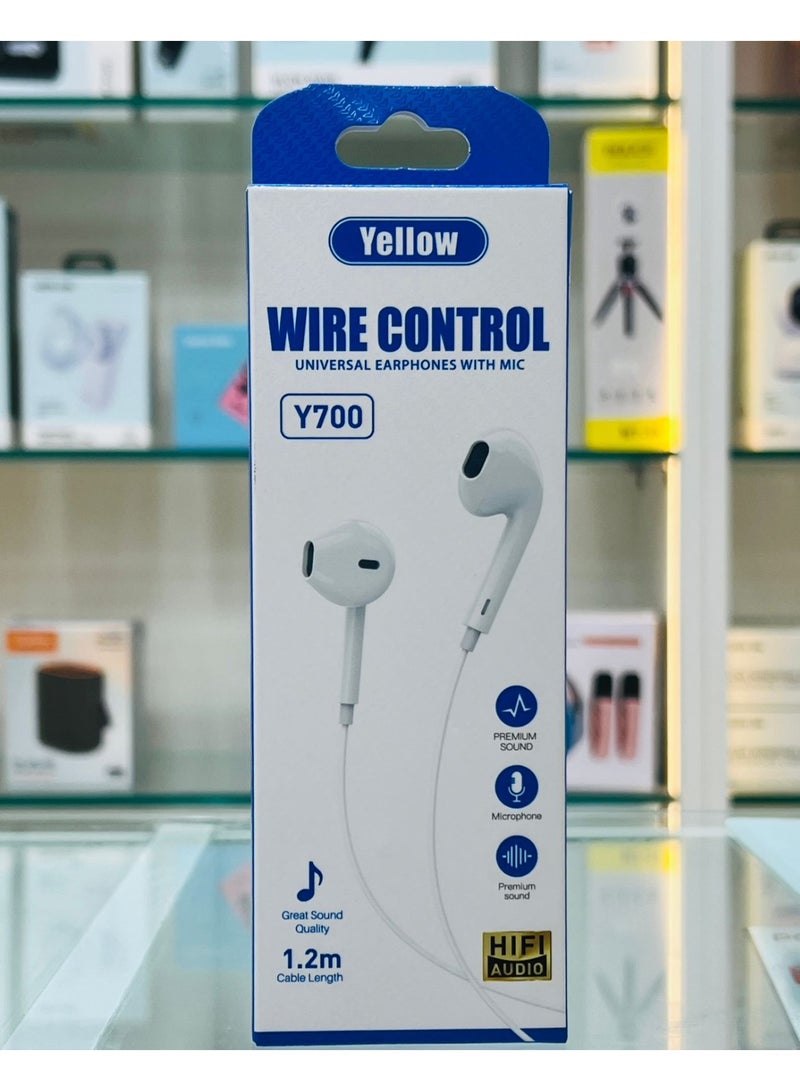 Yellow Y700 Wired Earphones - Image 1
