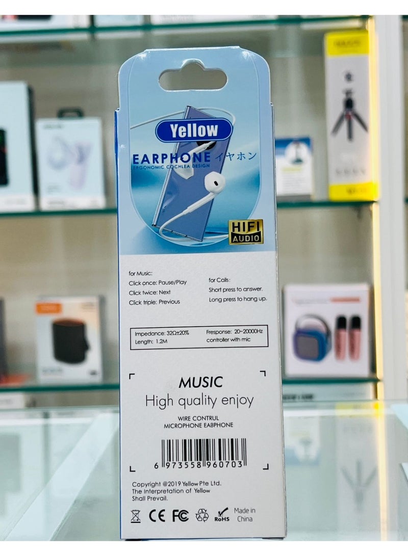 Yellow Y700 Wired Earphones - Image 2