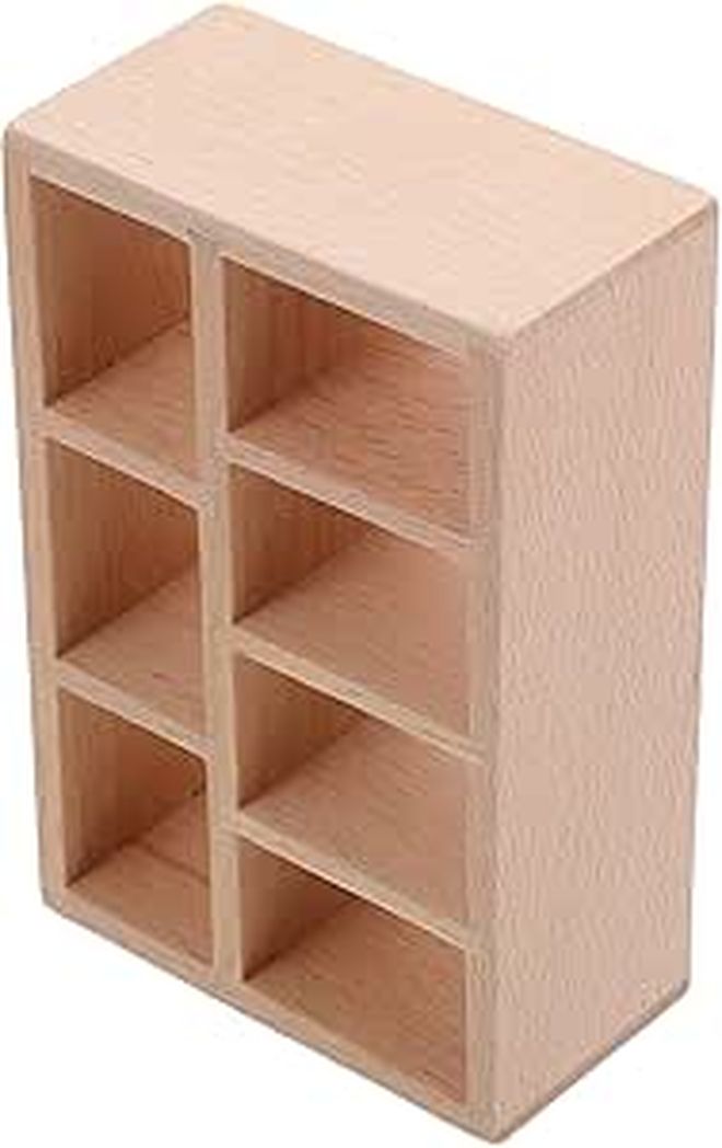 Beaupretty Wood Miniature Dollhouse Cabinet With 7 Compartments White - Image 1