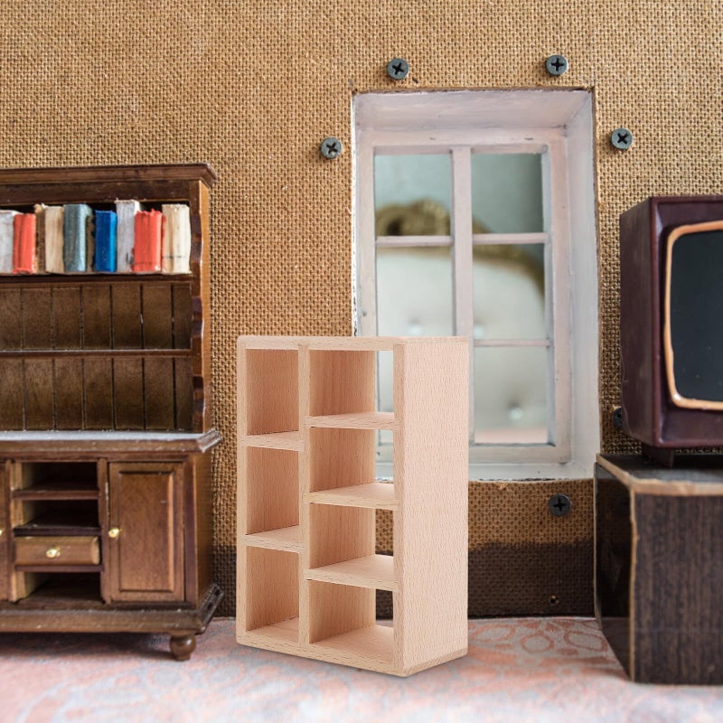 Beaupretty Wood Miniature Dollhouse Cabinet With 7 Compartments White - Image 5