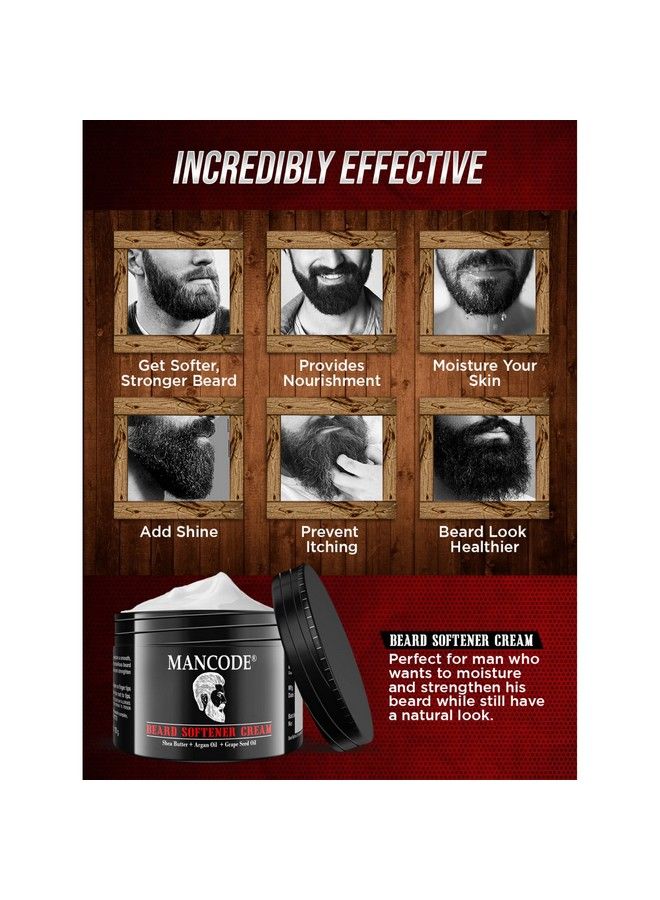 MAN CODE Mancode Beard Grooming Kit For Men ; Beard Wash & Conditioner 200 Ml And Beard Softener Cream 100 Gm ; Complete Beard Care Kit For Cleansing Conditioning & Styling Beard Combo Pack Of 2  - Image 5