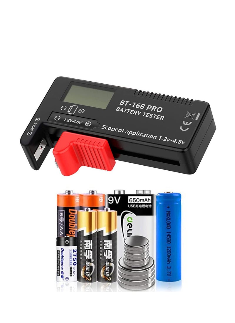 Excefore - Battery Tester, 168PRO Digital LCD Battery Tester, 3 PCS Digital Battery Capacity Tester, for AA AAA C D 1.5V 3.7V 1.2~4.8V 9V Button Cell Batteries - Image 1