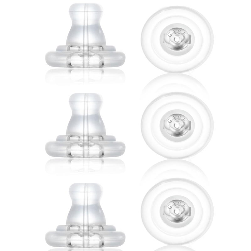 DSOMHZ Earring Backs,18K Gold Silicone Earring Backs Replacements,Locking Secure Earring Backs for Studs/Droopy Ears,No-Irritate Hypoallergenice Soft Clear Earring Backs for Adults - Image 1