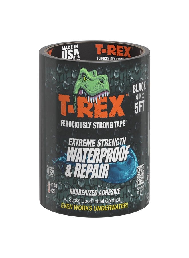 T-REX Heavy Duty Waterproof and Repair Tape for Wet or Rough/Dirty Surfaces Including Underwater, Leaks and More, 4" x 5', Black, 1-Roll (285987) - Image 1