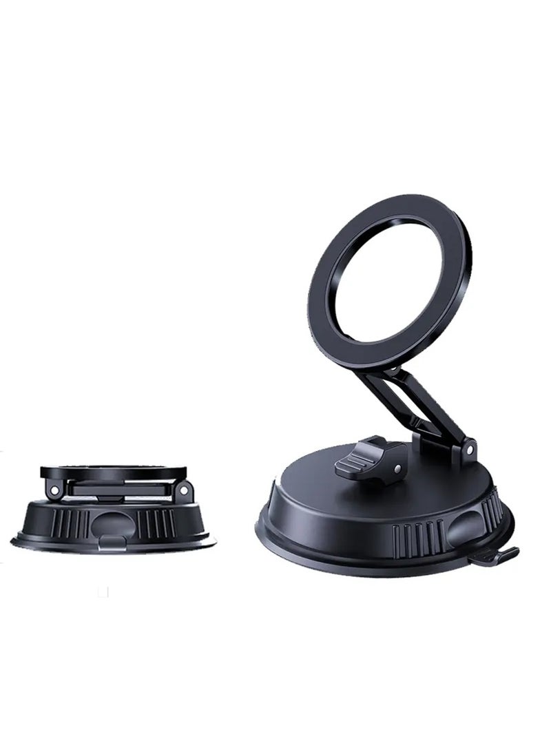 Leon Home Vacuum Magnetic Car Phone Holder - 360° Rotating Foldable Dashboard Suction Cup Holder with N54 Strong Magnet, Universal Smartphone (Black) - Image 5