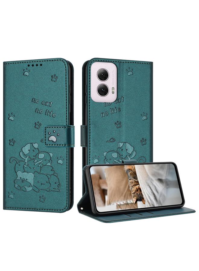 S-TOP Case For Motorola Moto G Power 5G 2024 Embossed Kitten Phone Leather Case with Lanyard - Image 1