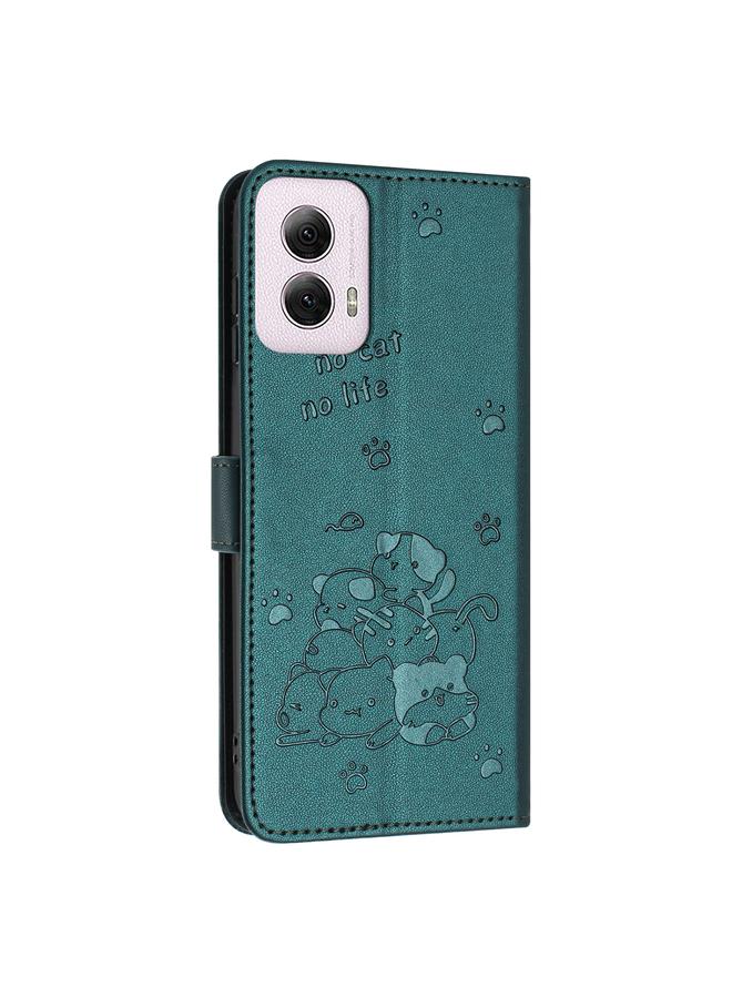 S-TOP Case For Motorola Moto G Power 5G 2024 Embossed Kitten Phone Leather Case with Lanyard - Image 3