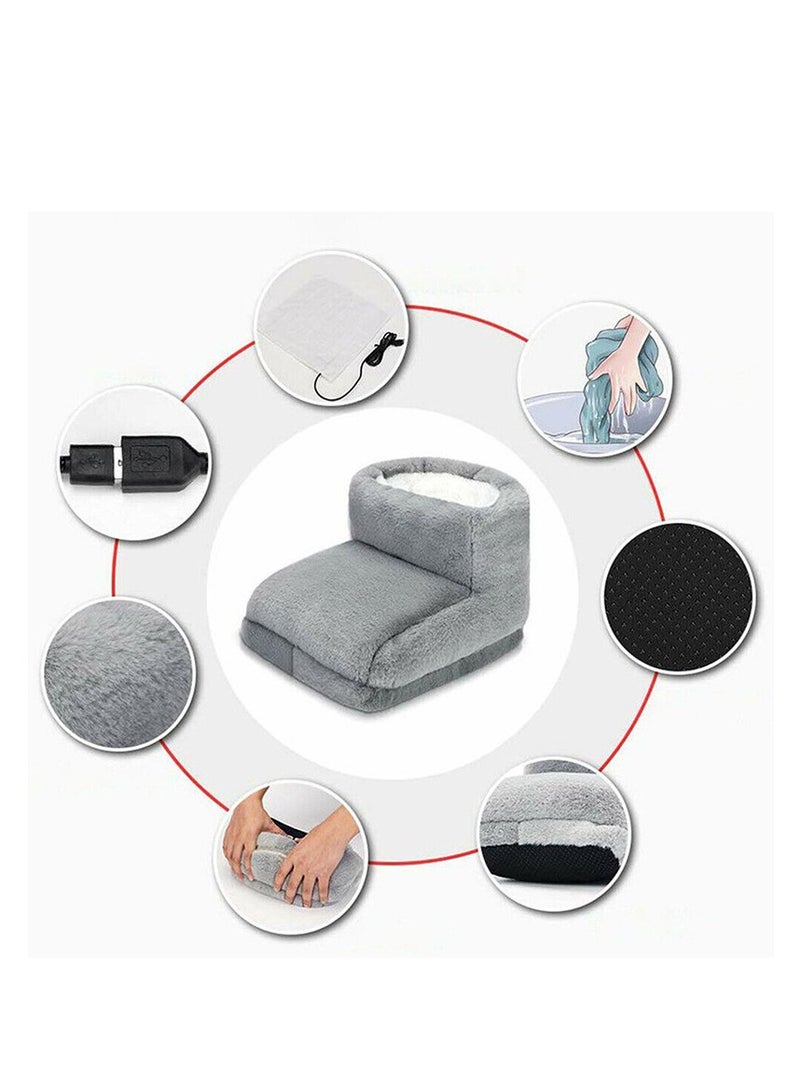 Generic Foot Warmer Feet Heating Pad Electric Heated Slippers Heating Insole Foot Heating Pad for Feet Office Table USB Plush  - Image 3