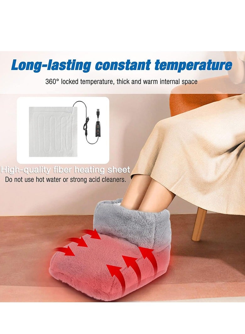 Generic Foot Warmer Feet Heating Pad Electric Heated Slippers Heating Insole Foot Heating Pad for Feet Office Table USB Plush  - Image 2