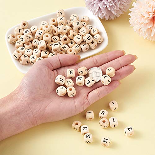 KISSITTY 520pcs/bag Cube Wood Beads with Initial 26 Letters 10mm Natural Square Alphabet Wooden Loose Beads for Jewelry DIY Crafts Making PapayaWhip - Image 4