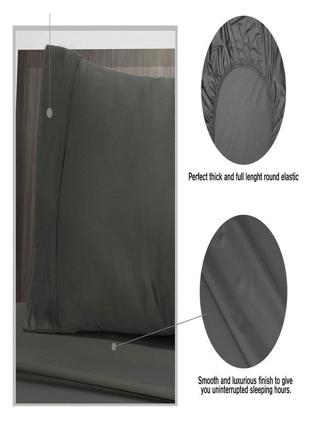 COTTON CRAFT Premium 400 Thread Count Super Soft Cotton Deep Pocket Sheet Set, Queen, Grey - Image 2