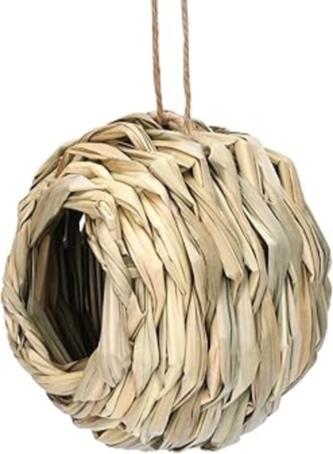 1pcs Straw Hummingbird House Small Bird Hut Bird Accessories Bird Houses for Outside Hanging Parrot House Bird Cage Accessories Lifelike Bird Nest Squirrel House Natural Grass