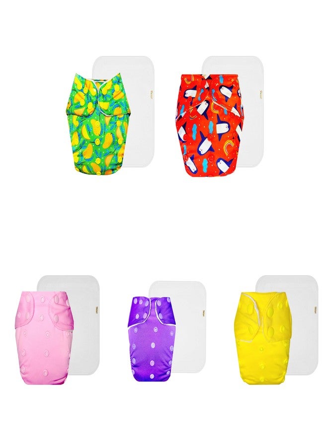 حفاضات دمبلدو القماشية الممتازة مع حشوة قطنية (عبوة من 5) | مضادة للحساسية | تسمح بمرور الهواء | مناسبة للسفر | تغيير حفاضات بدون قلق | من 3 أشهر إلى 3 سنوات | للجنسين - Image 1