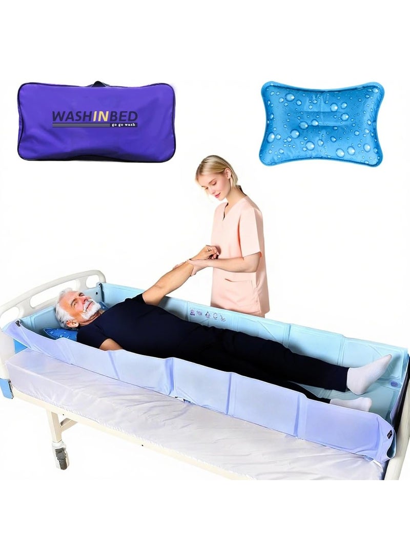 Ehucon Portable Bed Bathtub for Full Body Bathing, Foldable Medical Bed Tub for Bedridden Patients, Elderly, Disabled & Limited Mobility Users, On-Bed Shower System - Image 1