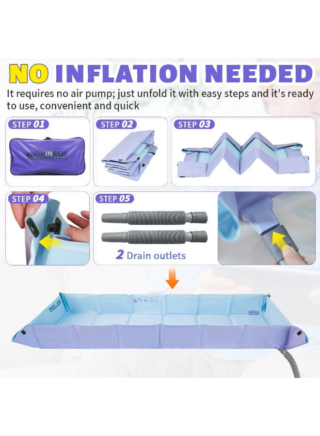 Ehucon Portable Bed Bathtub for Full Body Bathing, Foldable Medical Bed Tub for Bedridden Patients, Elderly, Disabled & Limited Mobility Users, On-Bed Shower System - Image 3