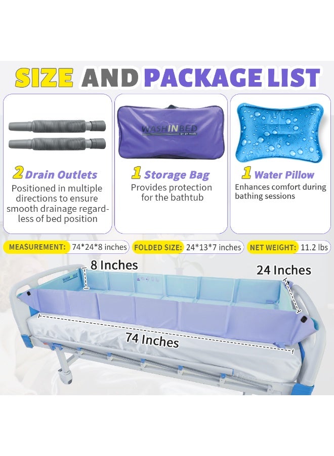 Ehucon Portable Bed Bathtub for Full Body Bathing, Foldable Medical Bed Tub for Bedridden Patients, Elderly, Disabled & Limited Mobility Users, On-Bed Shower System - Image 4