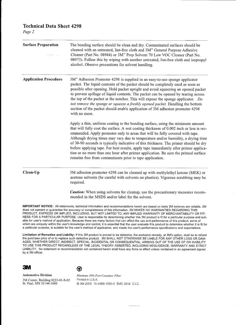 3M 4298 Adhesion Promoter, 3 Sponge Applicators - Image 3