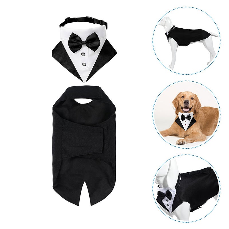 1 Set Dog Suit and Bandana Dog Tuxedo Pet Dog Bandana and Suit Kit Pet Supplies - Image 3
