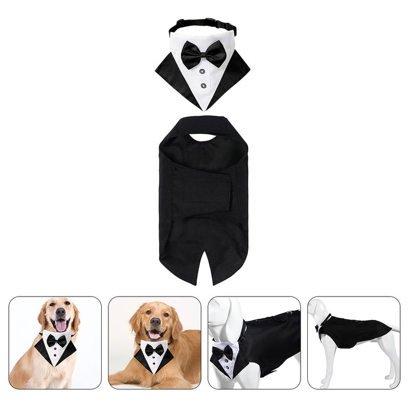 1 Set Dog Suit and Bandana Dog Tuxedo Pet Dog Bandana and Suit Kit Pet Supplies - Image 1