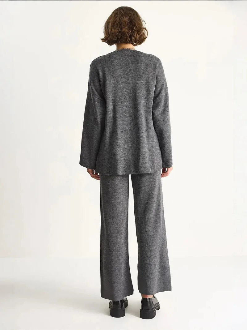 Bianco Lucci LUCCI Double Breasted Tie Blouse and Wide Leg Pants Set