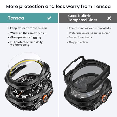 Tensea [5+5Pack for Samsung Galaxy Watch Ultra 2025 / Galaxy Watch 7 Ultra 2024 47mm Accessories, Hard PC Bumper/HD Anti-Fog Tempered Glass Protective Film, Face Cover Set for Women Men - Image 3