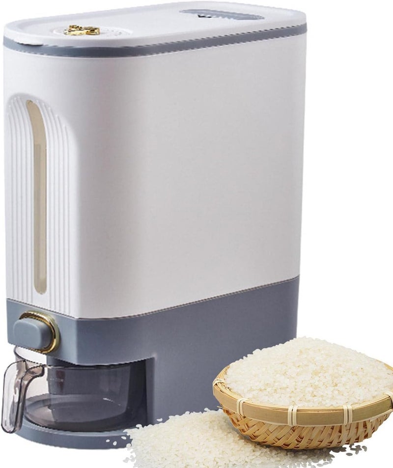 PIKFOS Rice Dispenser Rice Container with Lid Rice Storage Container with Measuring Cup Food Dispenser Rice Container Storage Container for Cereal Household Rice Bucket - Image 1