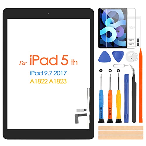 ARSSLY A1822 A1823 Screen Replacement, for iPad 2017 5th Generation Touch Screen 9.7 inch Digiziter Touchscreen Glass Panel with Home Button & Repair Tools (Not LCD) - Image 1