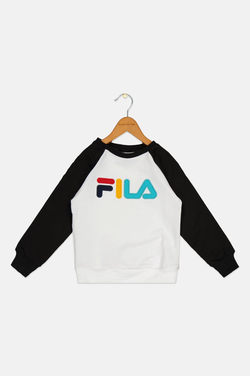 FILA سويت شيرت مزخرف بشعار بأكمام طويلة للفتيات الصغيرات، متعدد الألوان - Image 1