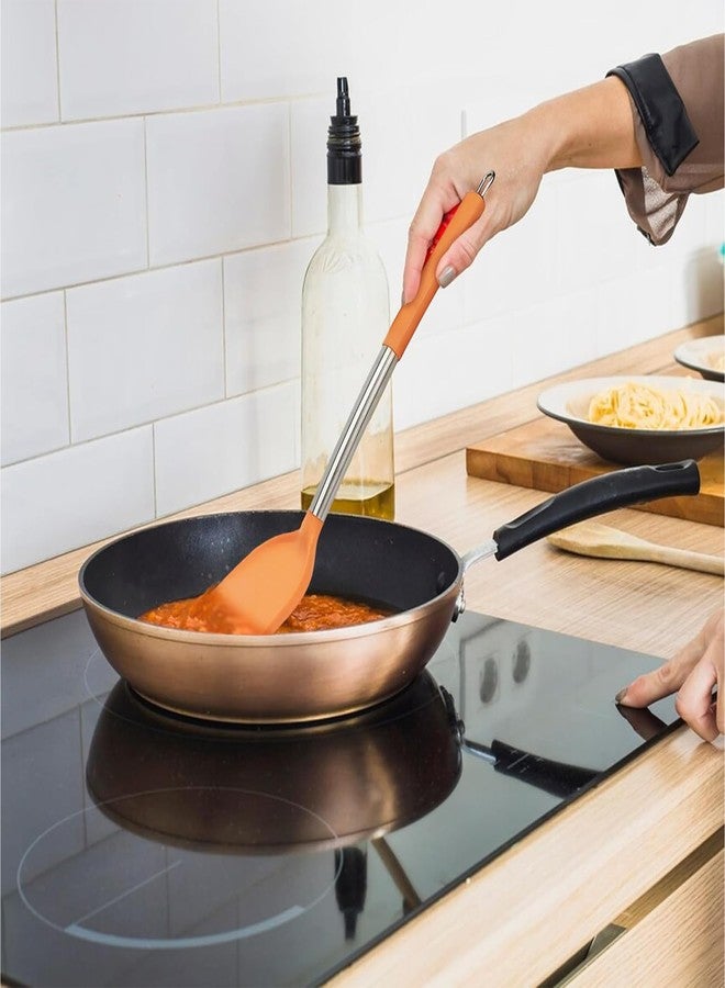 Marsrut 7PCS Cooking Utensil Set, Stainless Steel Handles, Silicone Non-Toxic BPA-Free, Kitchen Spatulas, Kitchen Tools Gift Set for Nonstick Cookware Food-Grade Heads - Silicone Gadgets (Orange) - Image 5