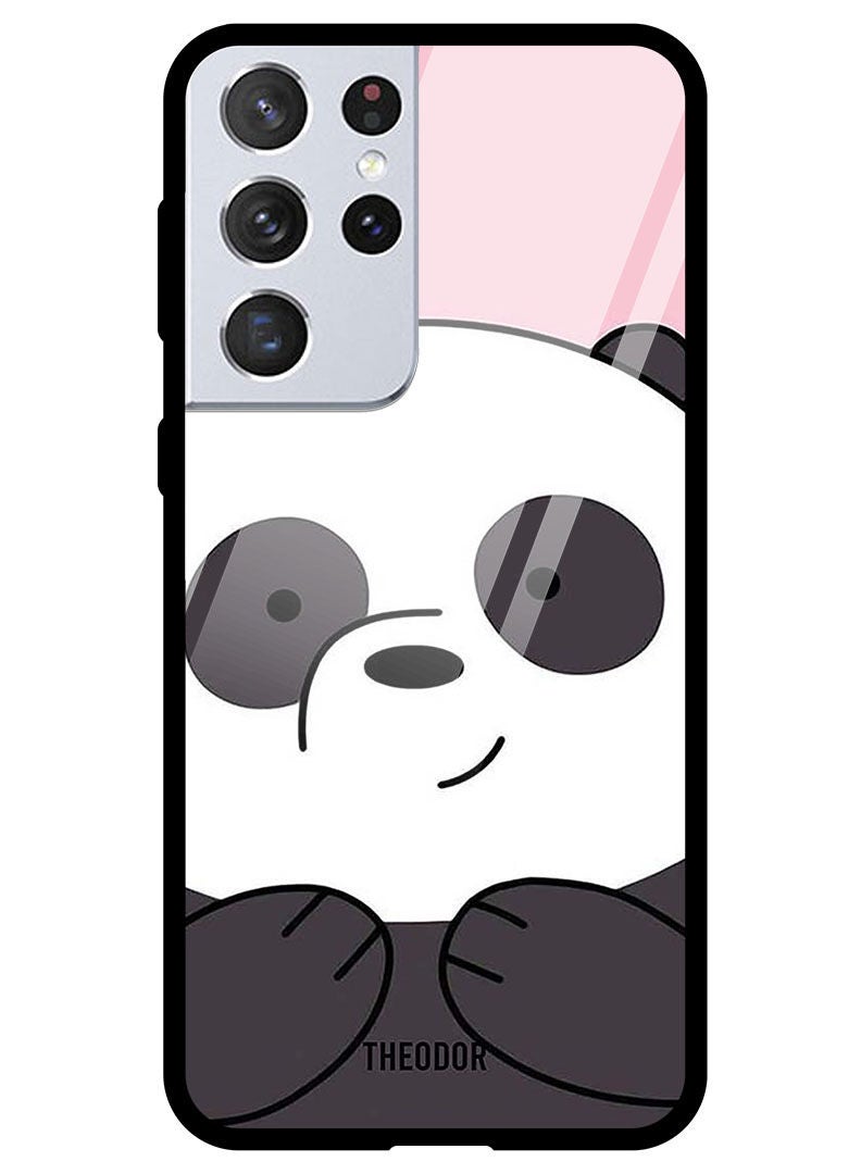 Theodor Protective Tempered Glass Case Cover Samsung Galaxy S21 ULTRA Panda Smiling - Image 1