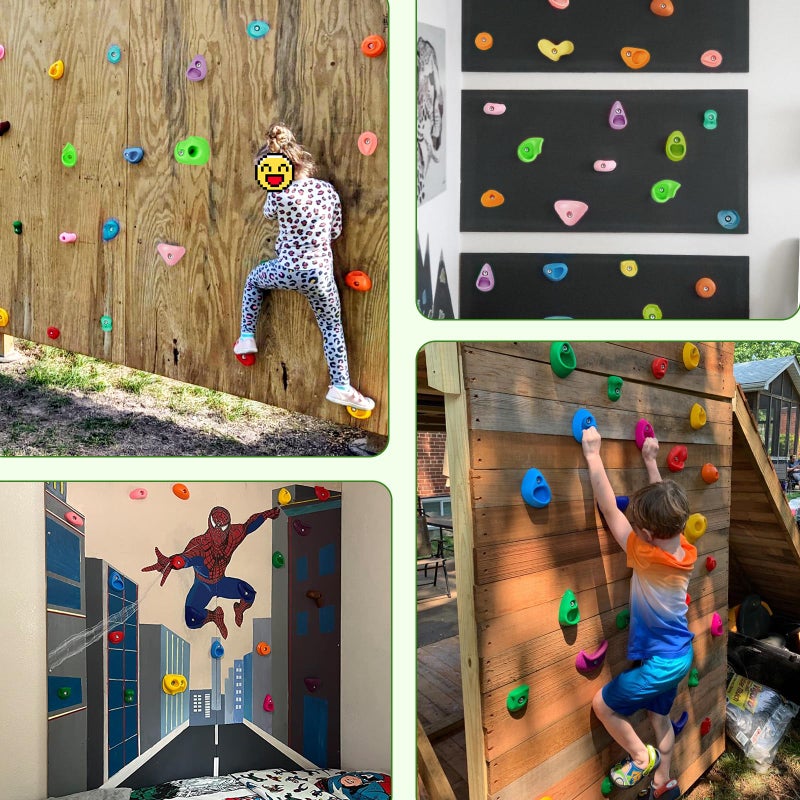 TOPNEW TOPNEW 32 Rock Climbing Holds Multi Size for Kids, Adult Rock Wall Holds Climbing Rock Wall Grips for Indoor and Outdoor Playground Play Set - Includes 2 Inch Mounting Hardware - Image 4