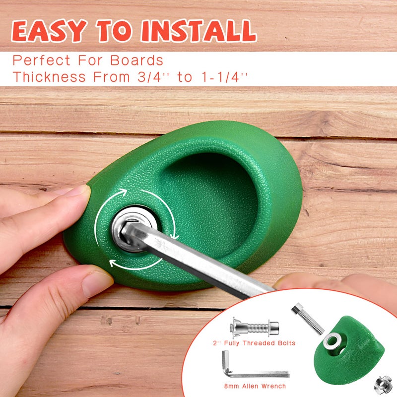 TOPNEW TOPNEW 32 Rock Climbing Holds Multi Size for Kids, Adult Rock Wall Holds Climbing Rock Wall Grips for Indoor and Outdoor Playground Play Set - Includes 2 Inch Mounting Hardware - Image 3