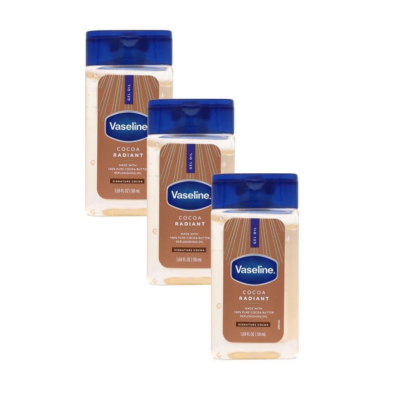 Vaseline Cocoa Radiant Replenishing Oil Gel with Pure Cocoa Butter, Travel Size, 1.69 fl oz, 3 Pack - Image 1