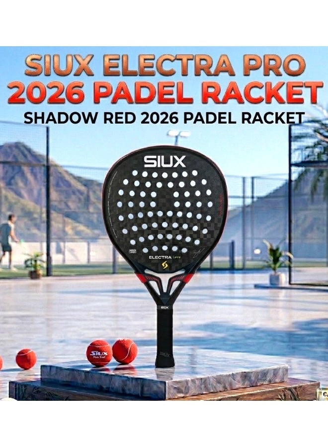 SIUX مضرب بادل Siux Electra Pro Shadow Red 2026 – مضرب هجين من ألياف الكربون 12K مع قلب EVA، ولمسة نهائية رملية ثلاثية الأبعاد، قوة وتحكم للاعبين المحترفين - Image 1