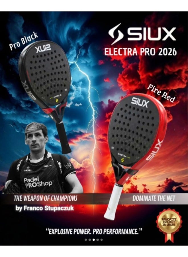 SIUX مضرب بادل Siux Electra Pro Shadow Red 2026 – مضرب هجين من ألياف الكربون 12K مع قلب EVA، ولمسة نهائية رملية ثلاثية الأبعاد، قوة وتحكم للاعبين المحترفين - Image 5