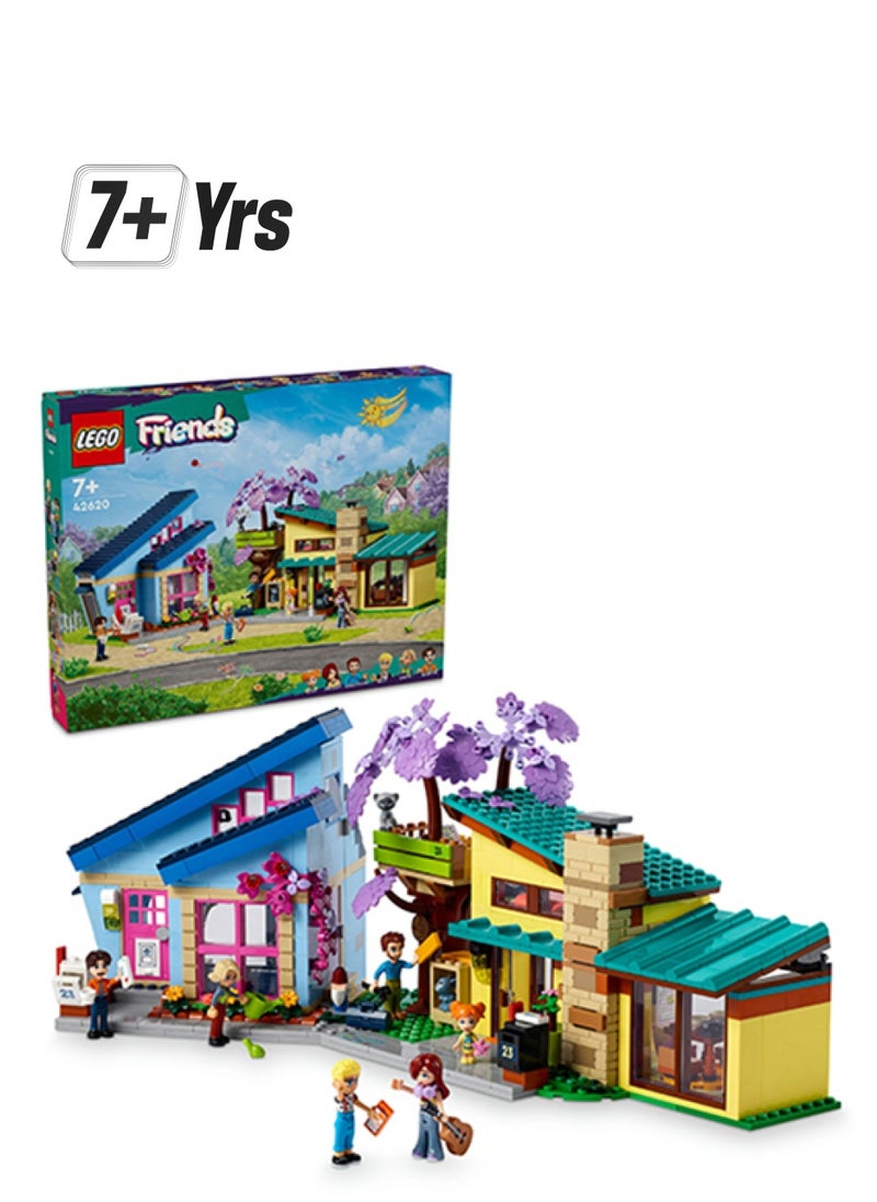 LEGO - 42620 Friends Olly And Paisley'S Family Houses Set With Mini-Doll Figures, Building Toy, Two-Storey Home, Gift For 7-Year-Old And Over Girls, Boys And Kids (1,126 Pieces) - Image 1