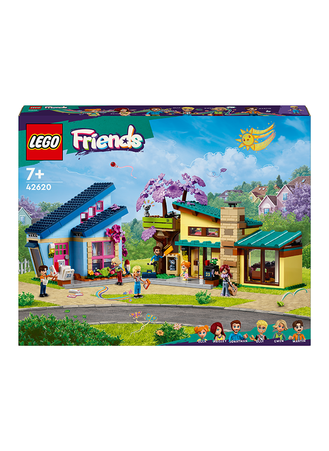 LEGO 42620 Friends Olly And Paisley'S Family Houses Set With Mini-Doll Figures, Building Toy, Two-Storey Home, Gift For 7-Year-Old And Over Girls, Boys And Kids (1,126 Pieces)