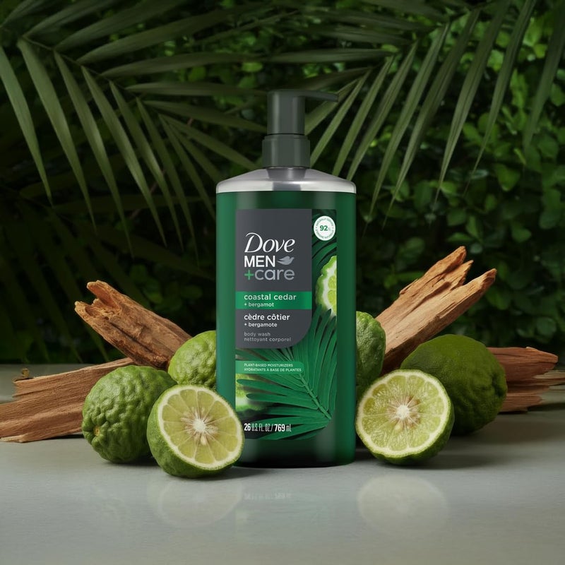 Dove Men+Care غسول الجسم دوف للرجال + العناية بخشب الأرز الساحلي لإعادة بناء البشرة في الحمام مع منظفات ومرطبات نباتية 26 أونصة - Image 2
