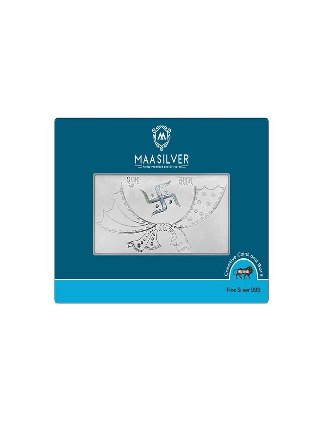 MAA SILVER Pure Silver 5 Grm Shubh-Labh Bar with 999 Purity - Image 1