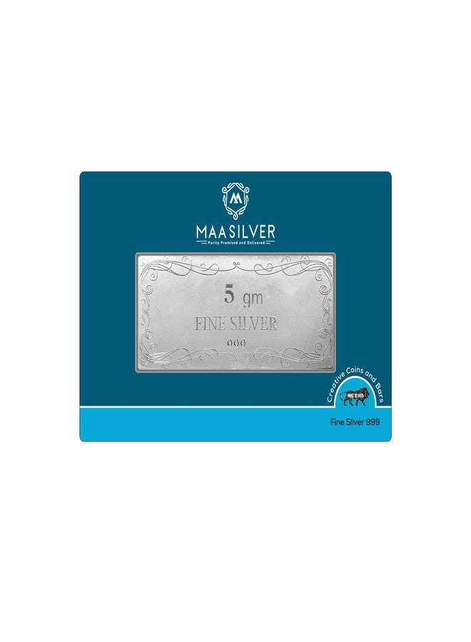 MAA SILVER Pure Silver 5 Grm Shubh-Labh Bar with 999 Purity - Image 2
