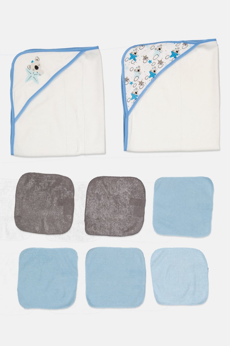 London Fog Toddlers Boy 8 Piece Hooded Towel With Wash Clothes Bath Set, Multicolor - Image 2